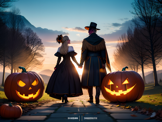 Halloween Geschichte - Paar schlendert durch mystische Landschaft