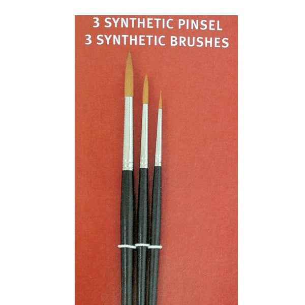 Synthetic brush set 3 round brushes