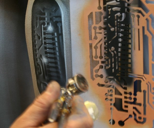 Airbrush stencil circuit board application example