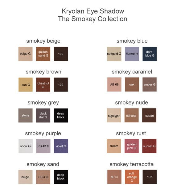 Kryolan Eye Shadow Set Farbtabelle