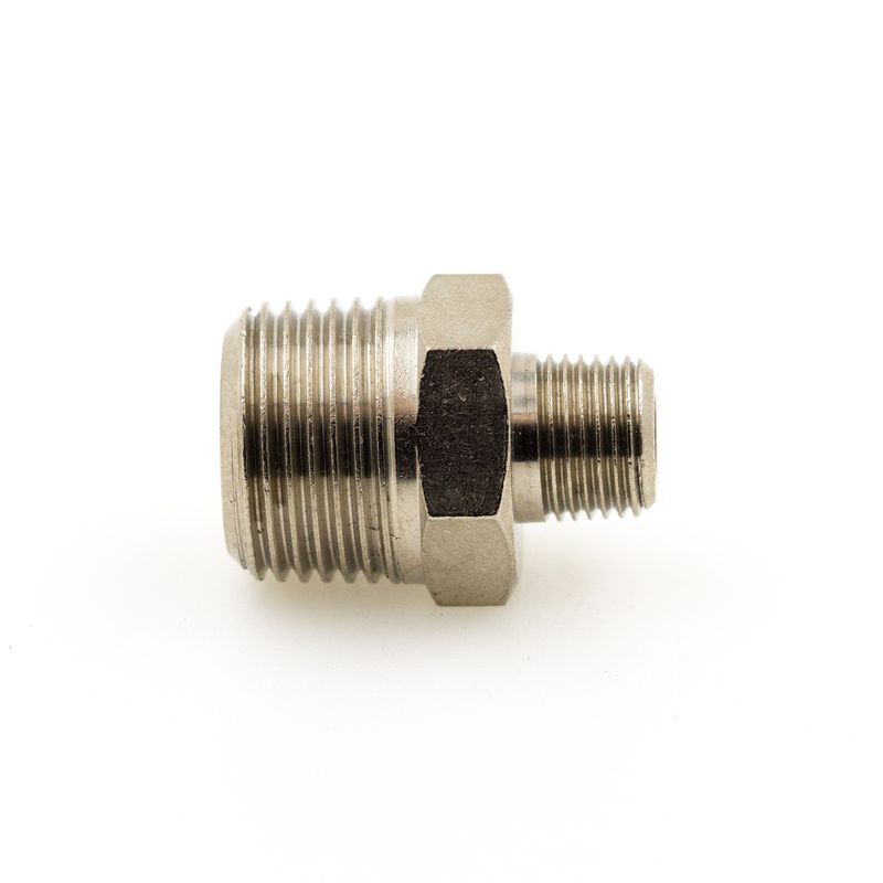 Double threaded nipple 3/8" male - 1/8" male, conical