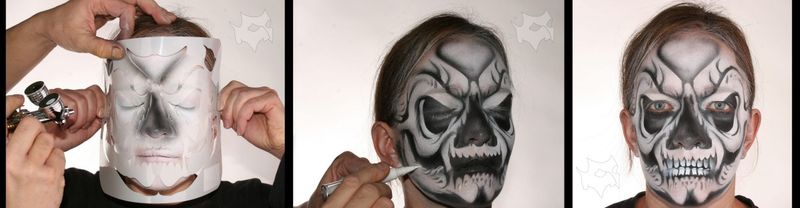 Airbrush Face Painting Stencil Skull Step by Step