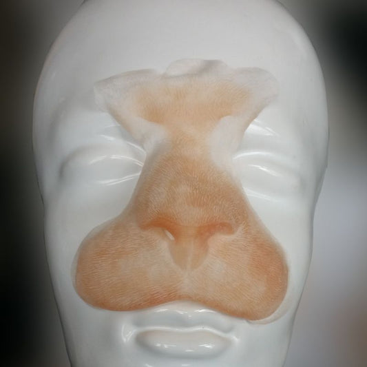 Cat snout latex application on model head