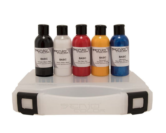Airbrush body painting paint in set of 5 bottles in case from Senjo Color