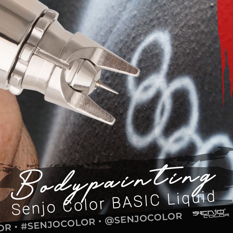Airbrush body painting color from Senjo Color example painting fine white lines