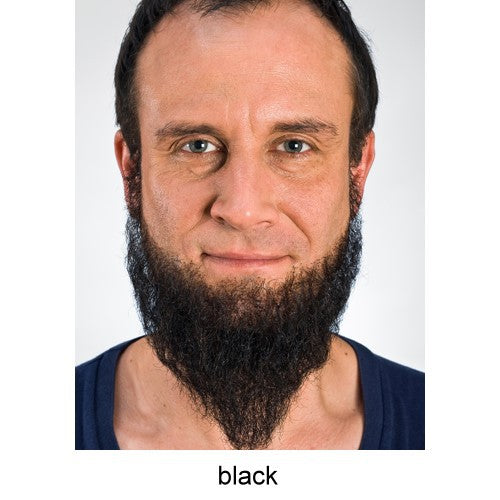 Full beard in hand knotted human hair quality, mottled, long, black