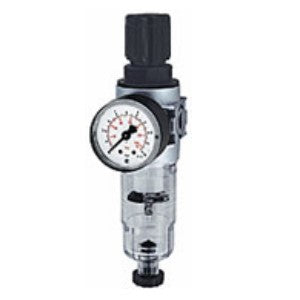 Water filter for compressed air with regulator and pressure gauge